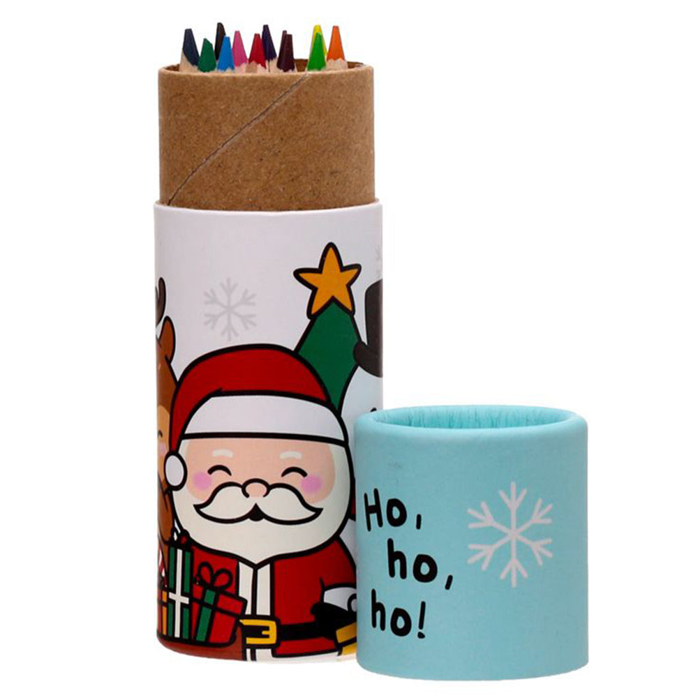 Christmas Festive Friends | Tube of Pencil Crayons for Kids | Mini Gift | Cracker Filler