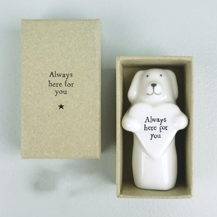 Always Here For You | Porcelain Dog &amp; Heart | Little Gift | Cracker Filler