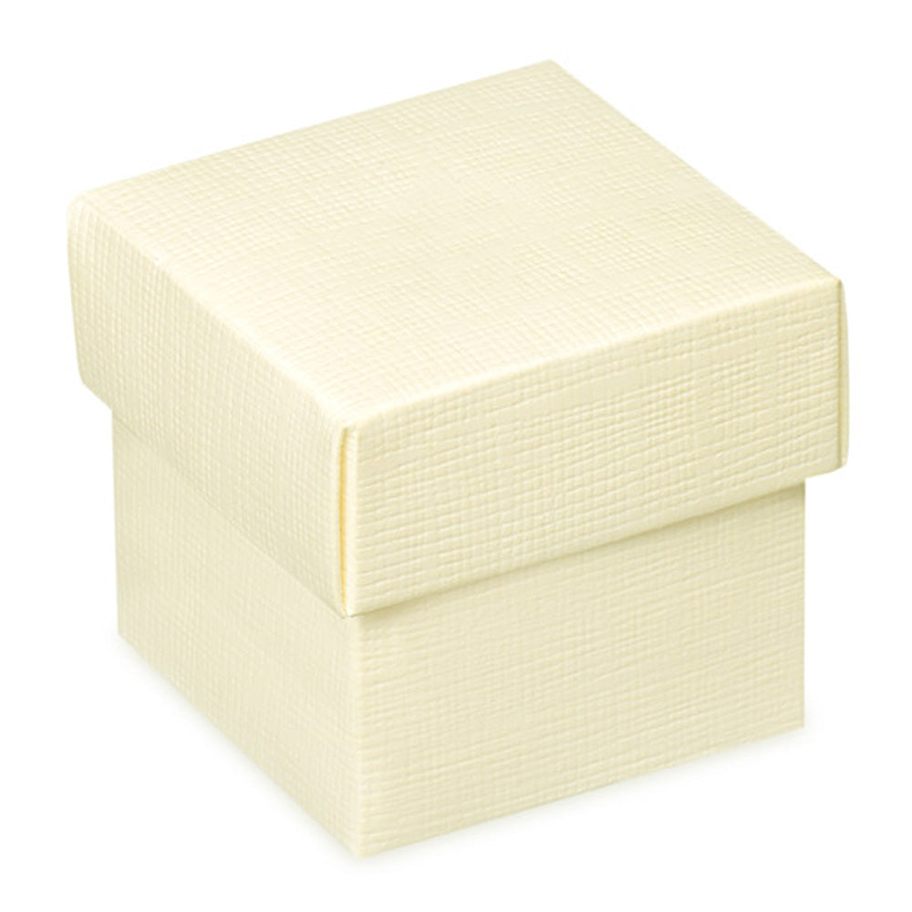 Textured Creamy Ivory | Mini 5cm Cube Gift Box with Lid | Pack of 10