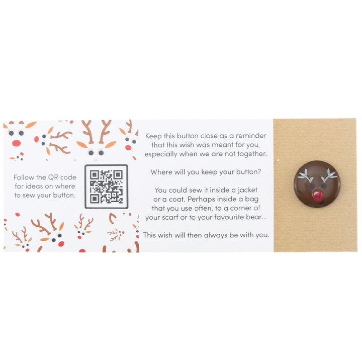 Christmas Wishes | Rudolph | Button Wishes Sew On Token | Mini Cracker Filler