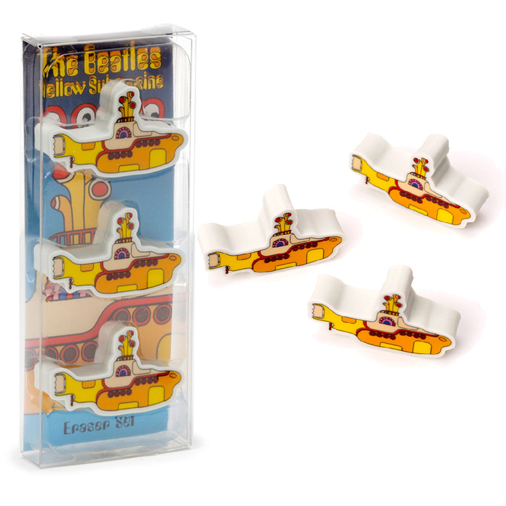 The Beatles | Yellow Submarine | 3 Piece Eraser Set | Mini Gift | Cracker Filler