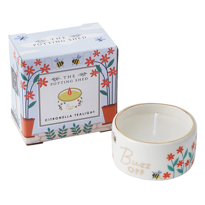 Buzz Off | Pretty Ceramic Citronella Tealight | Little Gift | Cracker Filler