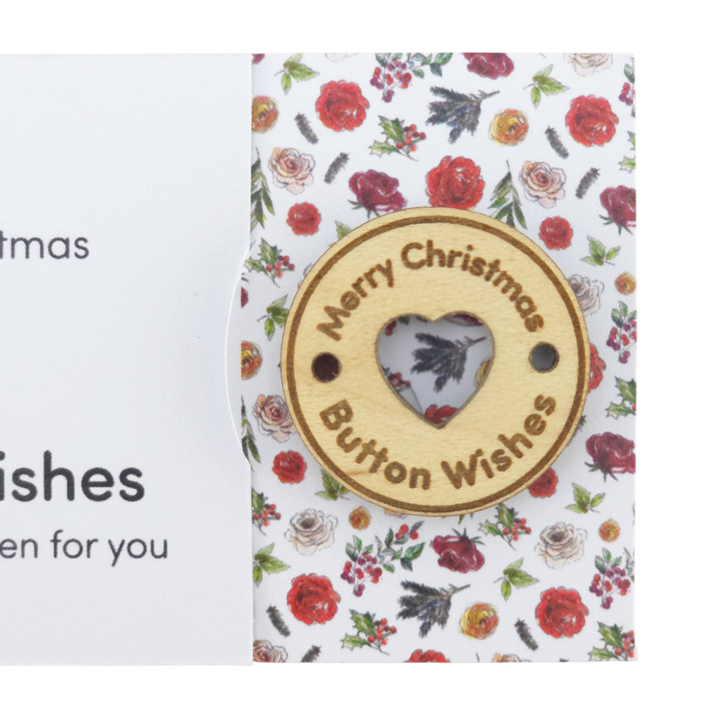 Christmas Flora | Button Wishes | Merry Christmas Sew On Token | Cracker Filler