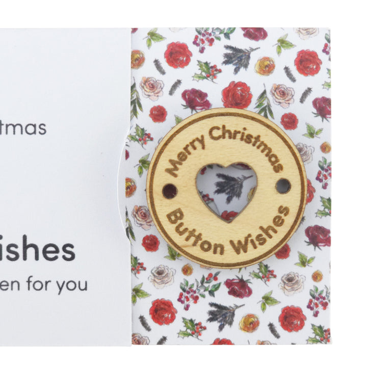 Christmas Flora | Button Wishes | Merry Christmas Sew On Token | Cracker Filler