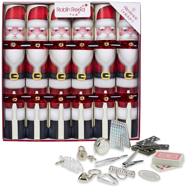 12 Classic Father Christmas Crackers | 30cm | Filled with Non-Plastic Gifts