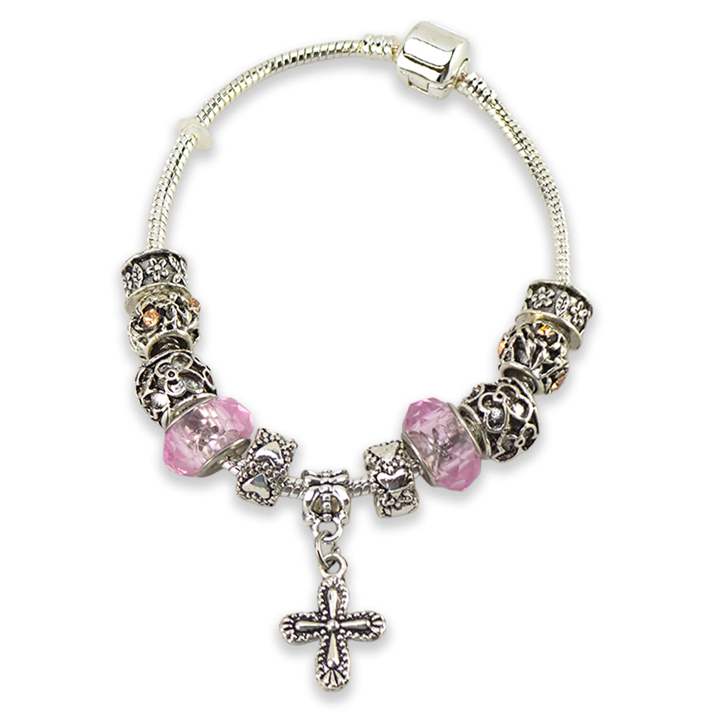 Metal &amp; Glass Rosary Bracelet | Christian Faith | Cracker Filler Gift