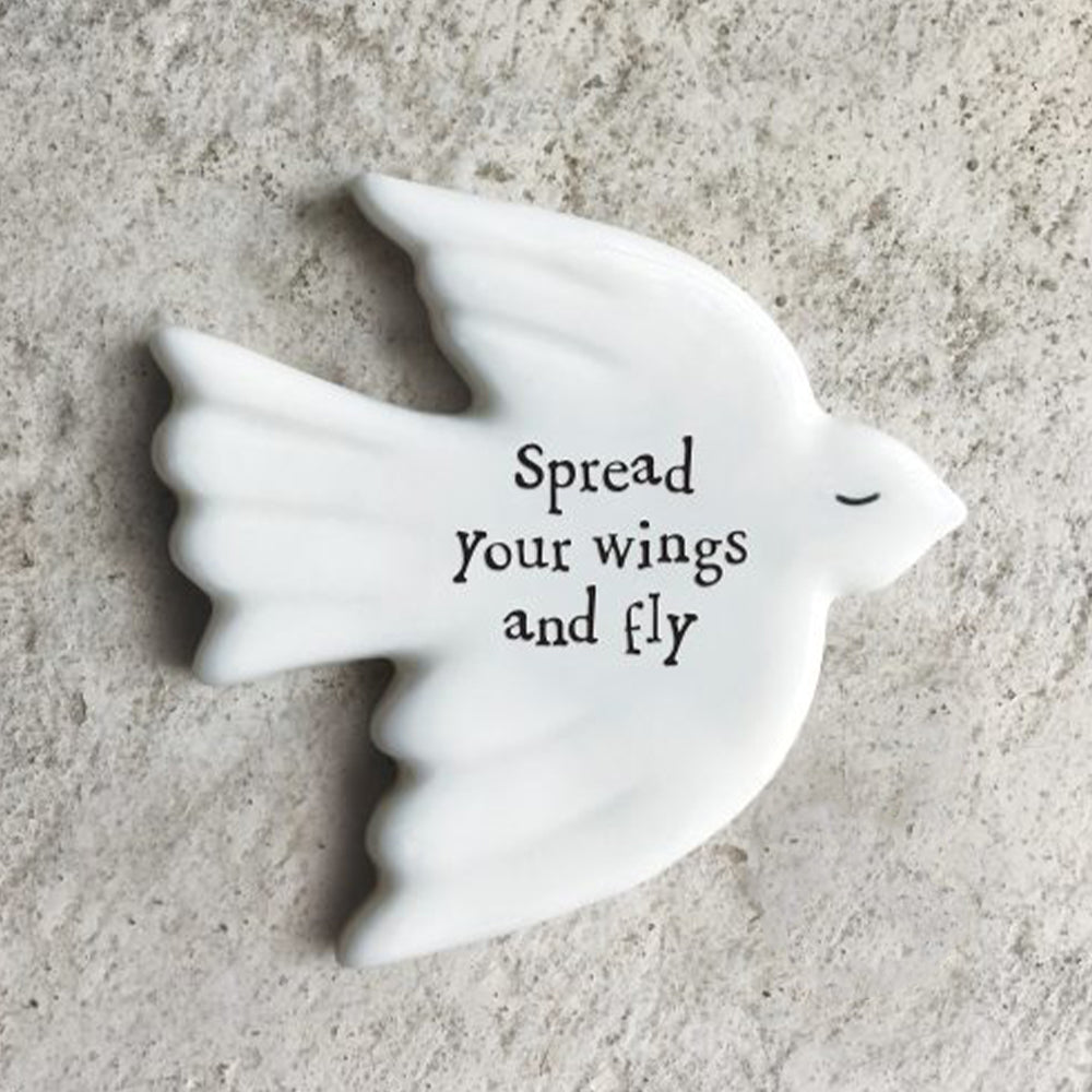 Spread Your Wings &amp; Fly | Little Porcelain Dove Token | Cracker Filler Gift