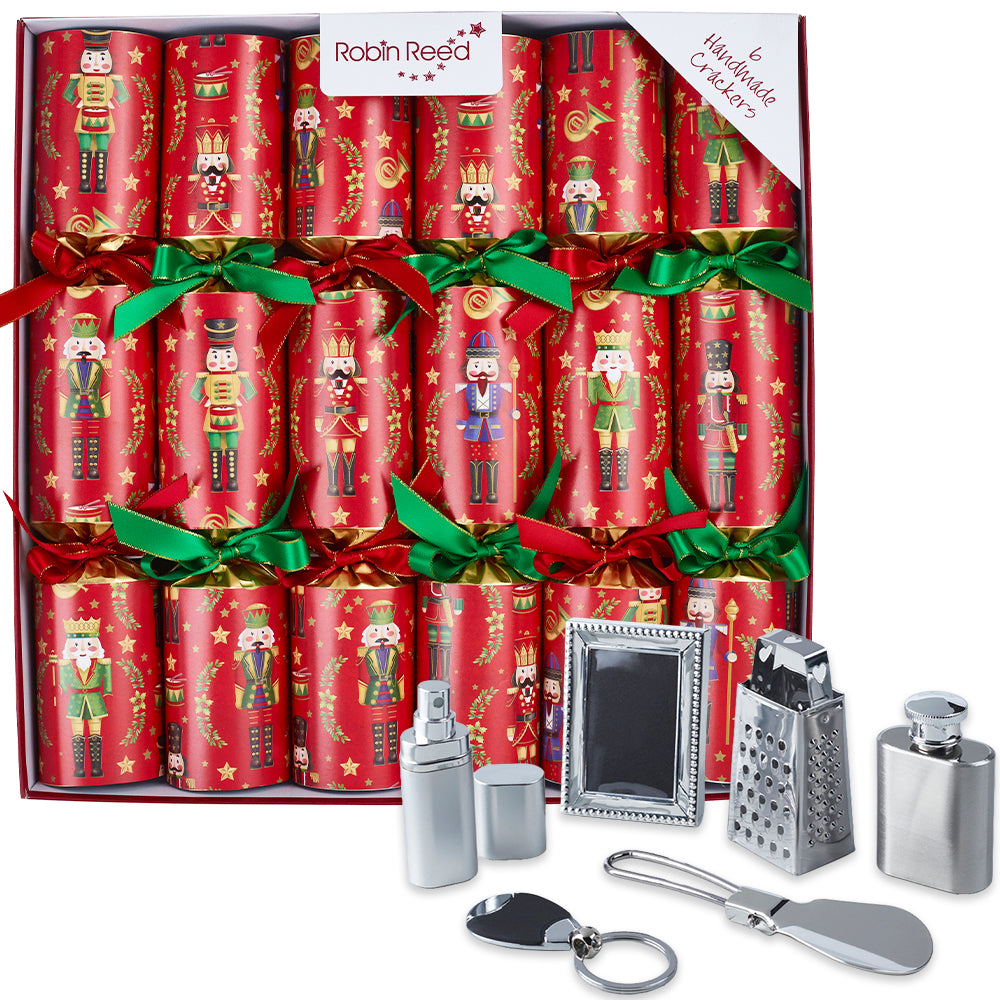 6 Festive Nutcracker Luxury Christmas Crackers | 34cm | Non-Plastic Gifts