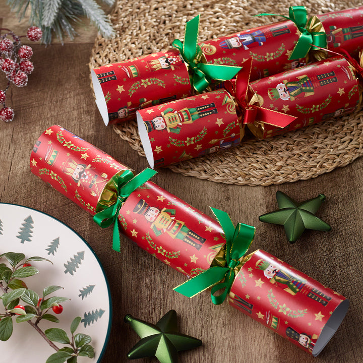 6 Festive Nutcracker Luxury Christmas Crackers | 34cm | Non-Plastic Gifts