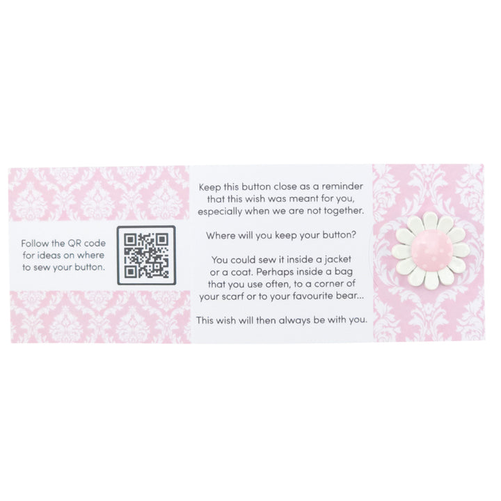 Happy Mother's Day | Pink Daisy | Button Wishes Sew On Token | Cracker Filler