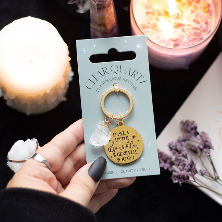 Leave a Little Sparkle | Clear Quartz Keyring | Little Gift | Cracker Filler