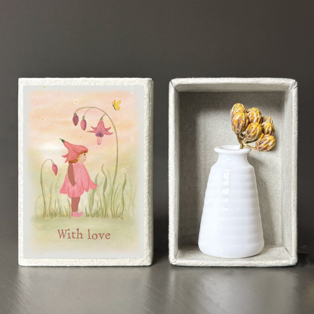 With Love | Matchbox Vase & Dried Flowers | Little Gift | Cracker Filler