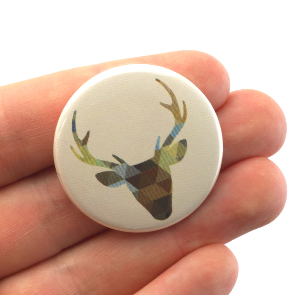 Stag Head | 38mm Button Pin Badge | Little Gift | Cracker Filler