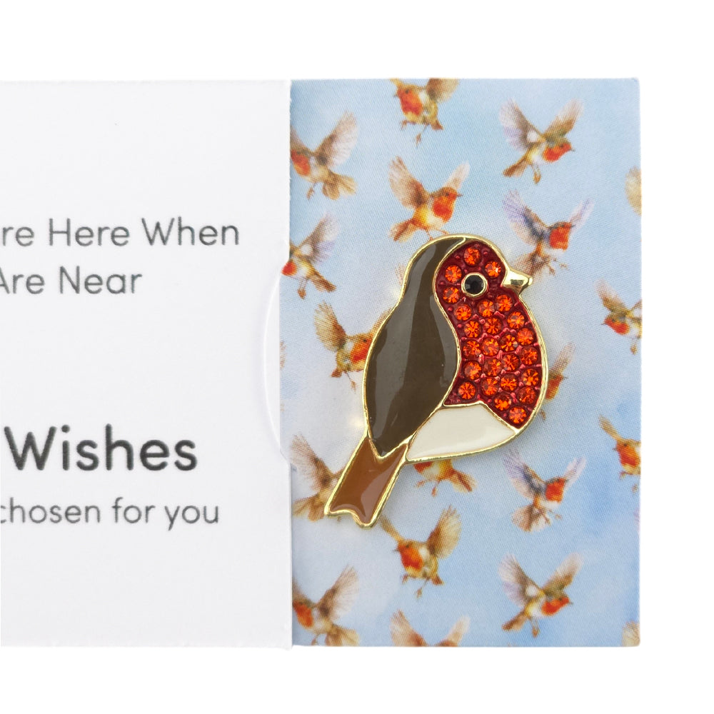 Loved Ones are Here, Robins Are Near | Button Wishes Sew On Token | Little Gift