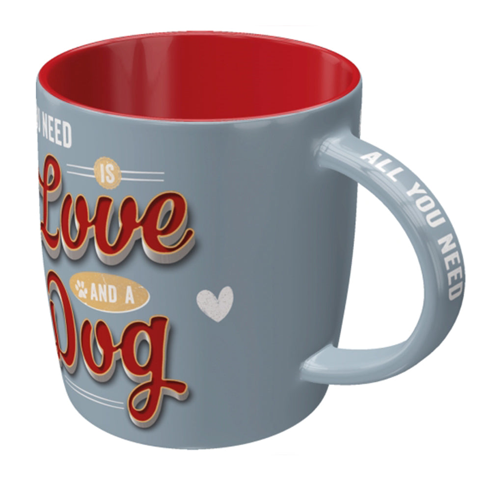 All You Need is Love and a Dog Vintage Design Ceramic Mug | Chunky Ceramic Mug