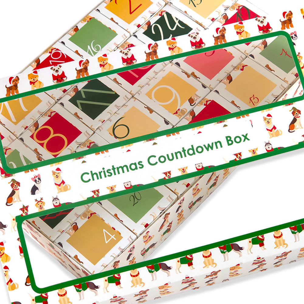 Advent Calendar Making Kit | 24 Cube Boxes &amp; Outer Box | Christmas Dogs