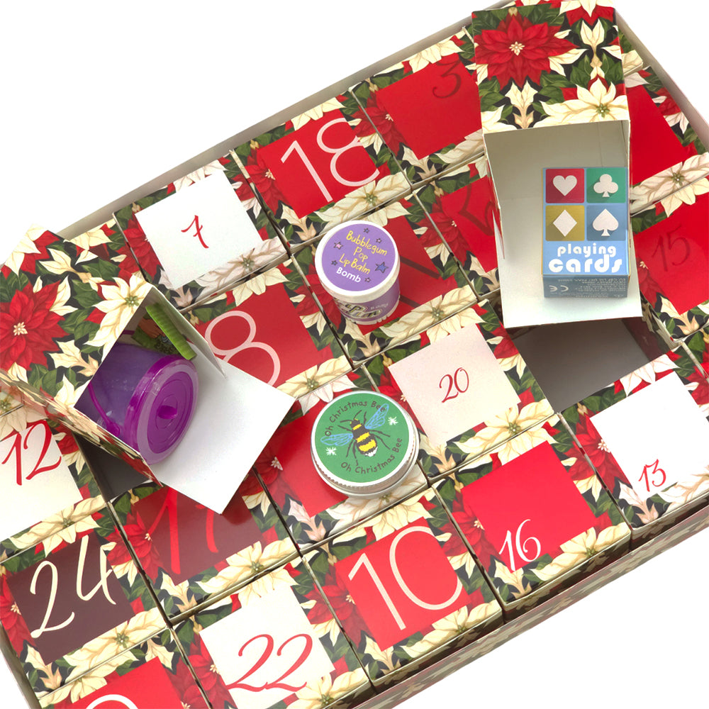 Advent Calendar Making Kit | Cube or Soap Box Style | Abstract Poinsettia