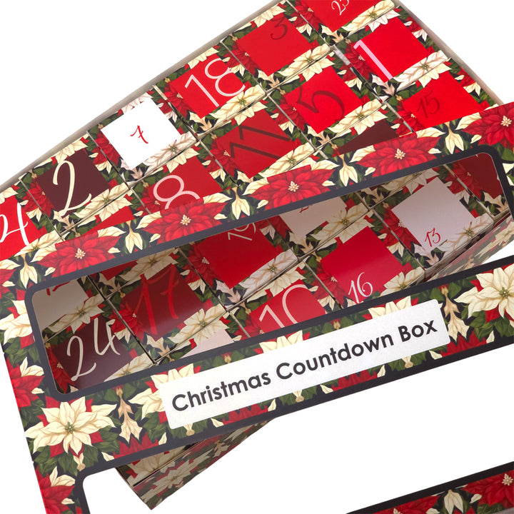 Advent Calendar Making Kit | Cube or Soap Box Style | Abstract Poinsettia