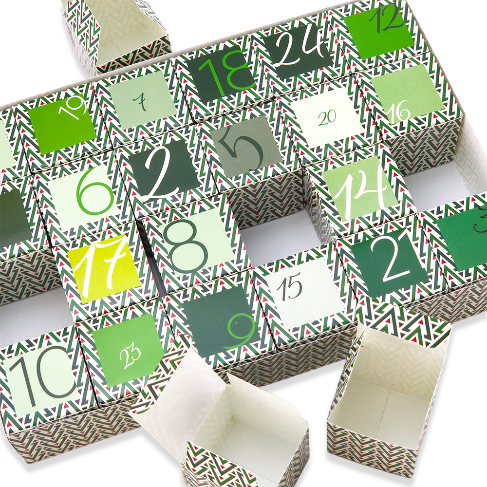 Personalised Advent Calendar Kit | 24 Cubes &amp; Outer Box | Christmas Tree Wave