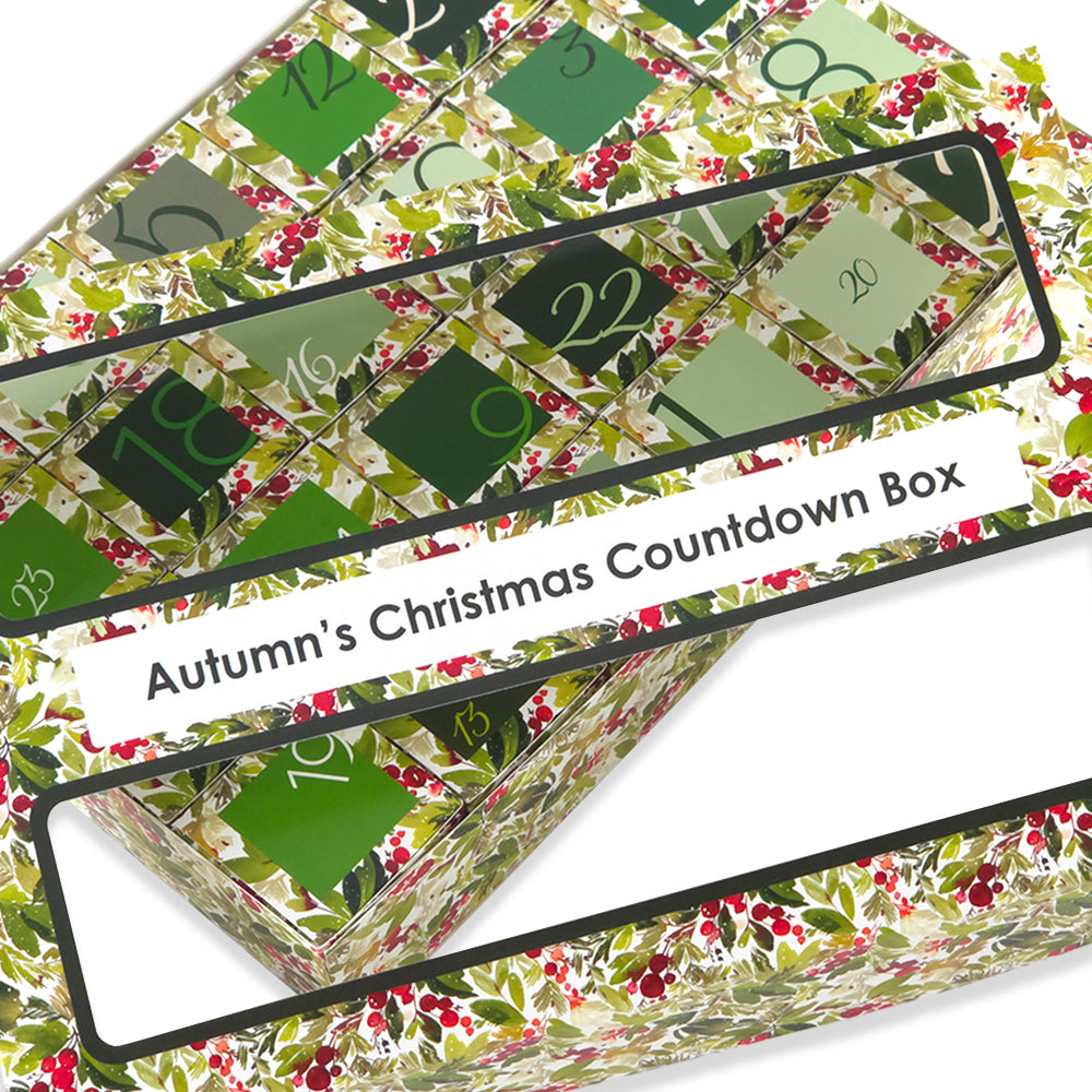 Personalised Advent Calendar Kit | 24 Cubes & Outer Box | Watercolour Berries