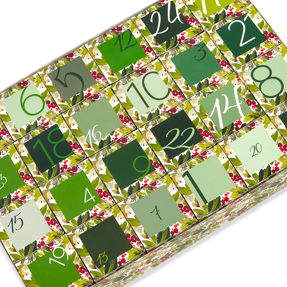 Personalised Advent Calendar Kit | 24 Cubes &amp; Outer Box | Watercolour Berries