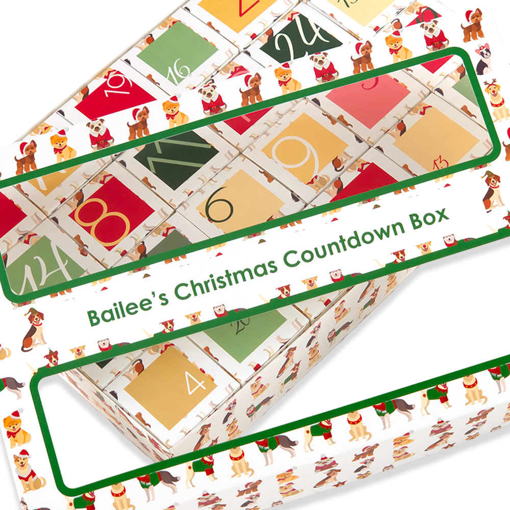 Personalised Advent Calendar Kit | 24 Cubes & Outer Box | Christmas Dogs