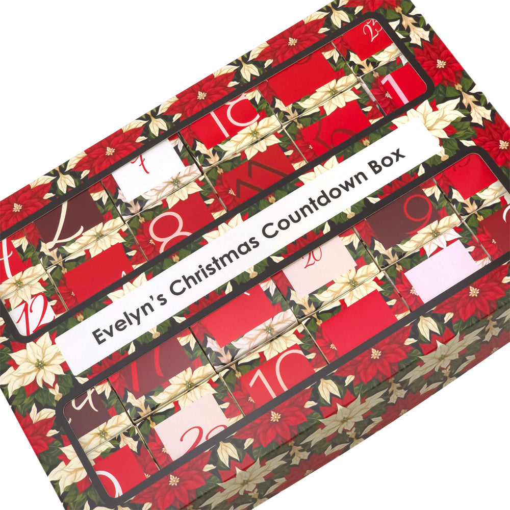 Personalised Advent Calendar Making Kit | Cube or Soap Box Style | Abstract Poinsettia