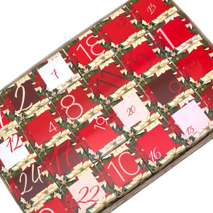 Personalised Advent Calendar Making Kit | Cube or Soap Box Style | Abstract Poinsettia