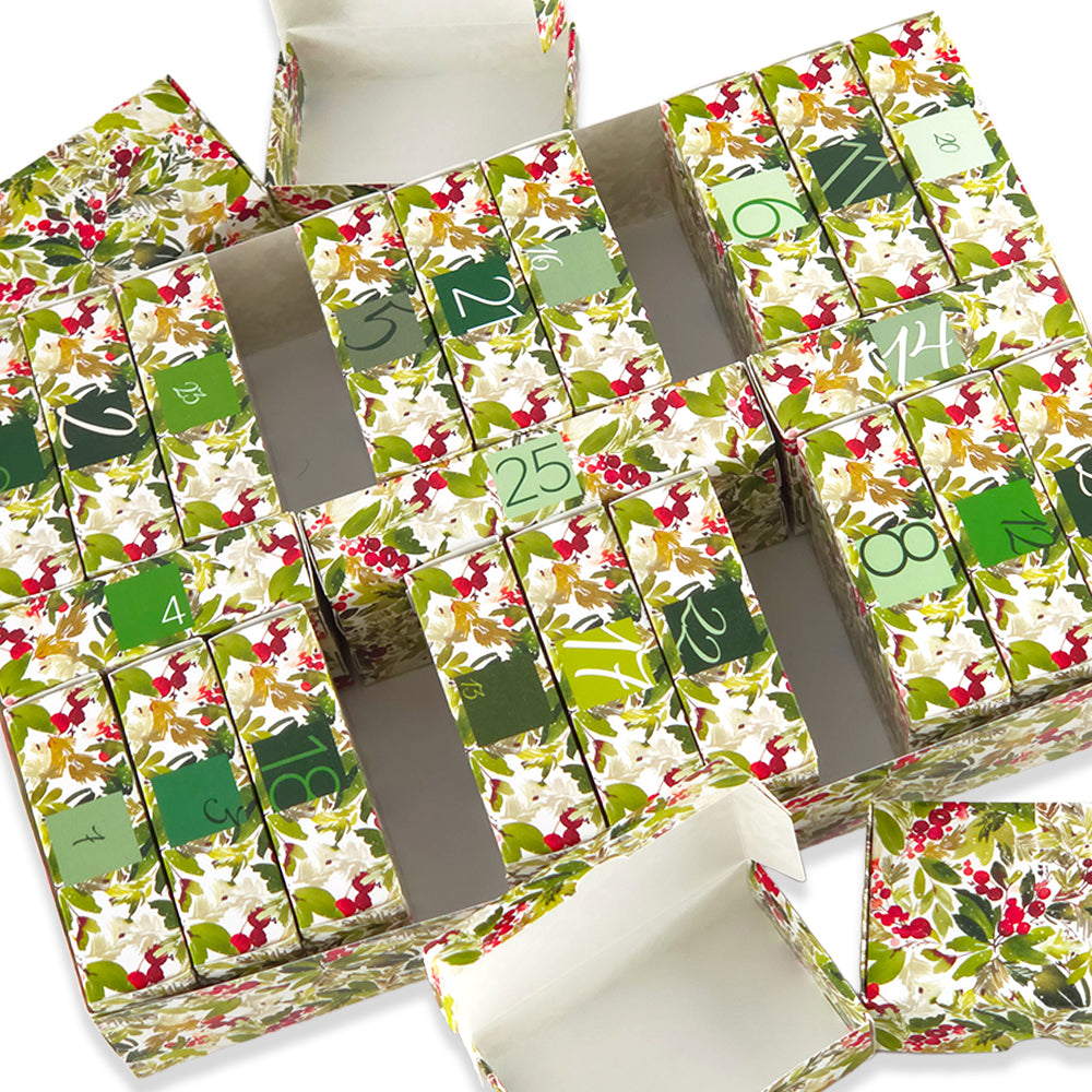 Advent Calendar Making Kit | 25 Soap Boxes &amp; Outer Box | Watercolour Berries