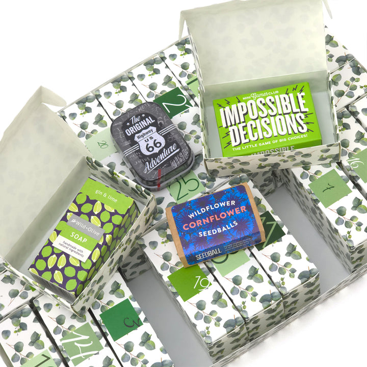Advent Calendar Making Kit | Cube or Soap Box Style | Watercolour Eucalyptus