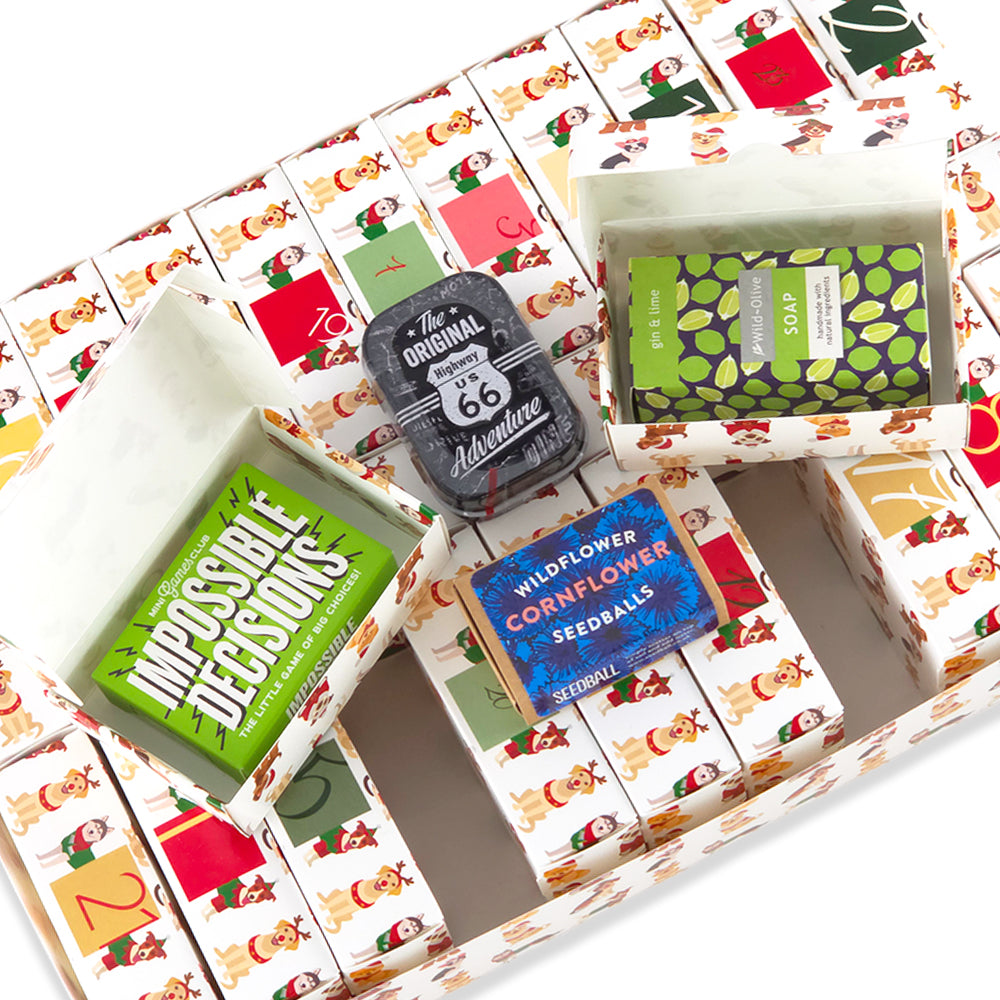 Advent Calendar Making Kit | 25 Soap Boxes &amp; Outer Box | Christmas Dogs