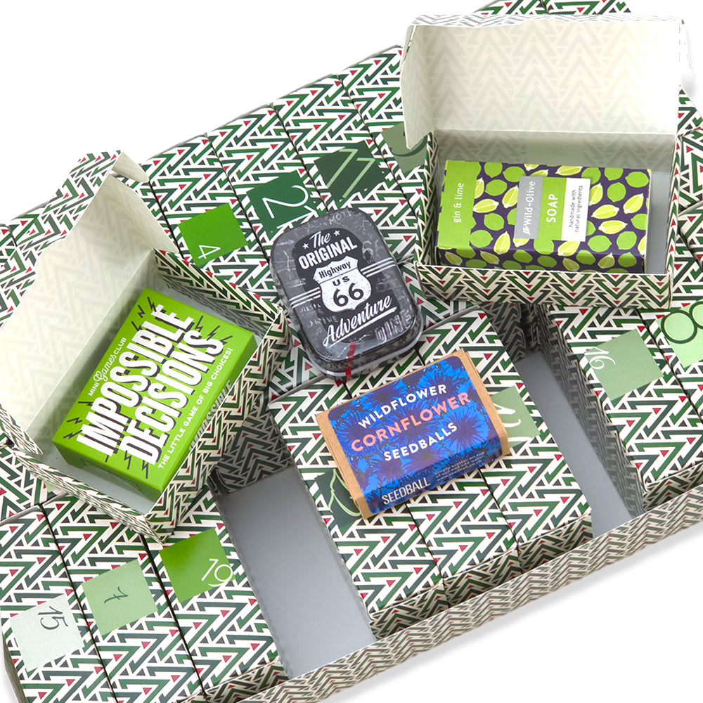 Personalised Advent Calendar Kit | 25 Soap Boxes &amp; Outer Box | Christmas Tree Wave