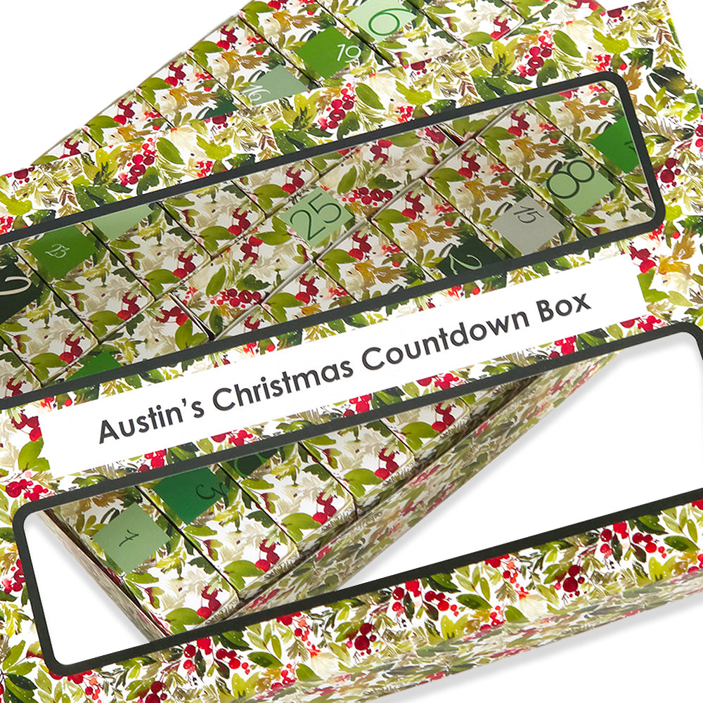 Personalised Advent Calendar Kit | 25 Soap Boxes & Outer Box | Watercolour Berries