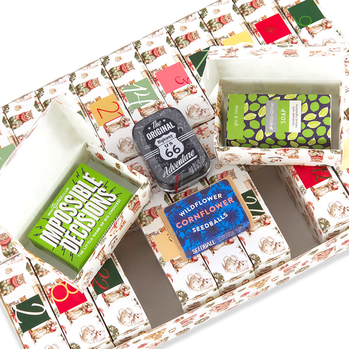 Personalised Advent Calendar Kit | 25 Soap Boxes &amp; Outer Box | Cute Christmas Cats