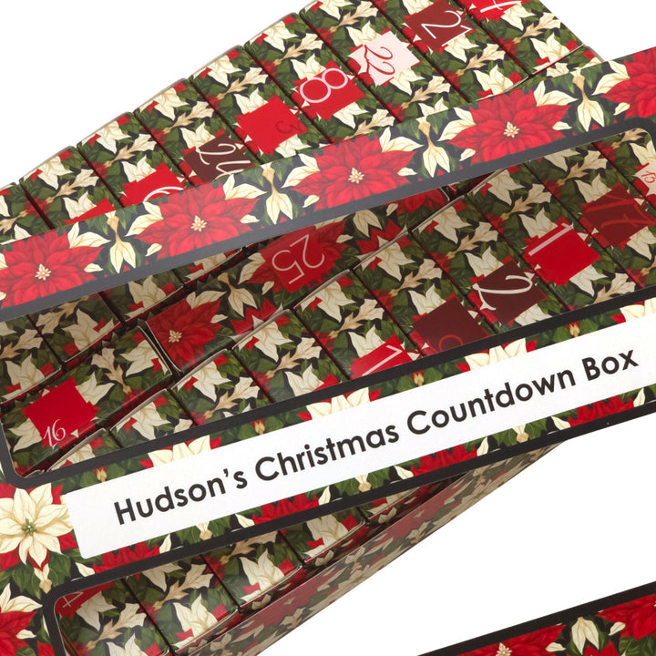 Personalised Advent Calendar Making Kit | Cube or Soap Box Style | Abstract Poinsettia
