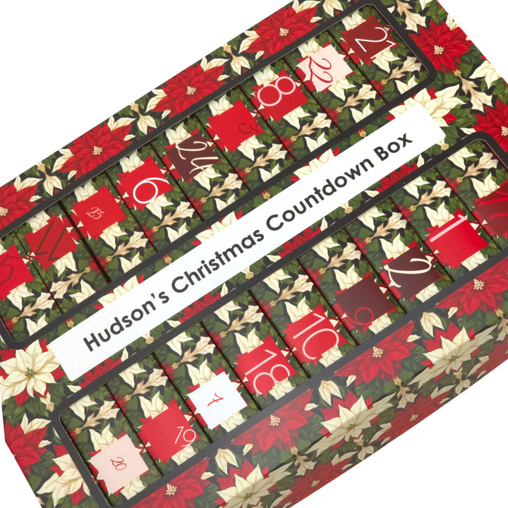 Personalised Advent Calendar Making Kit | Cube or Soap Box Style | Abstract Poinsettia