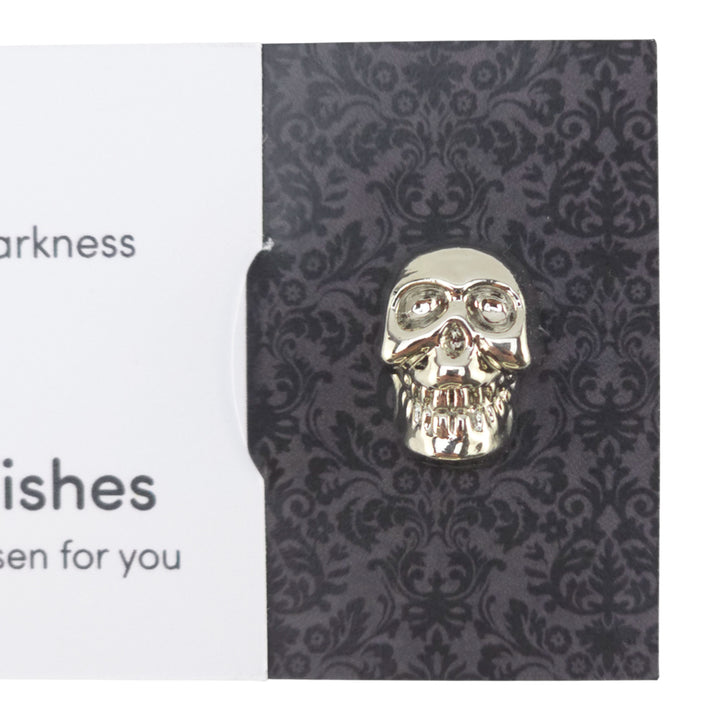 Loving The Darkness | Silver Skull | Button Wishes Sew On Token | Little Gift