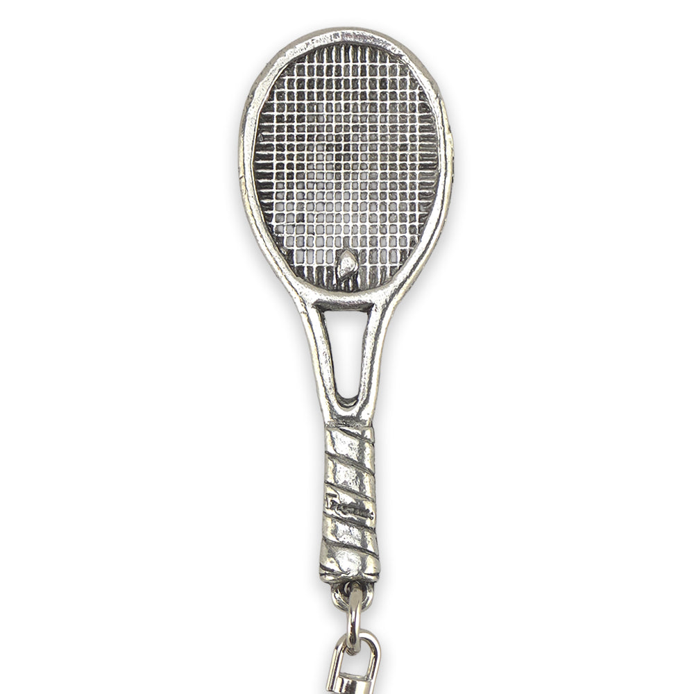 Tennis Racket | Chunky English Pewter 3D Keyring | Little Gift | Cracker Filler