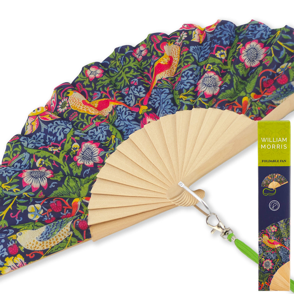 Strawberry Thief | William Morris Folding Hand Fan | Little Boxed Gift