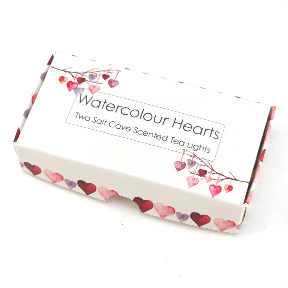 Relaxing Salt Cave Tealight Candles | Watercolour Hearts | Cracker Filler