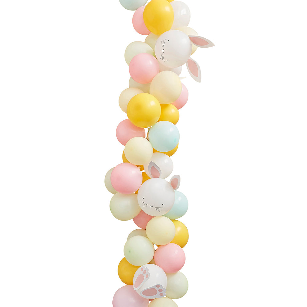 5m 100 Pastel Balloon Easter Table Runner Decoration with Bunny Ears & Feet