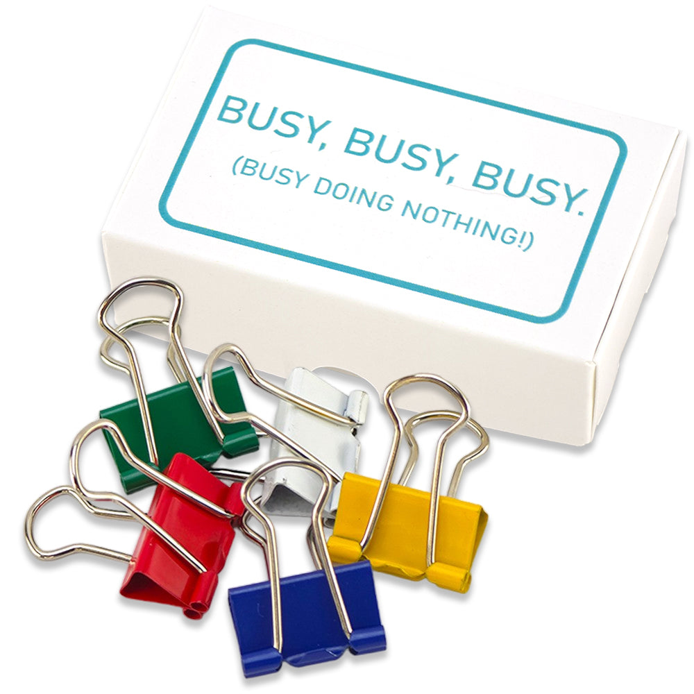Busy, Busy, Busy Doing Nothing | Mini Box of Bulldog Clips | Office Banter
