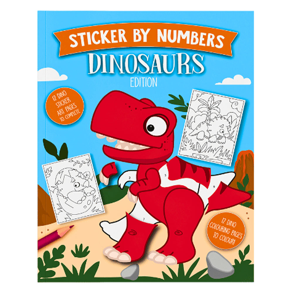 Dinosaur Colouring & Sticker by Numbers Book for Kids