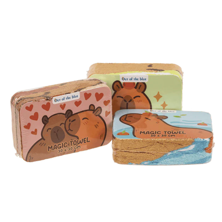 Cute Capybara Magic Expanding Flannel | Mini Towel | Single | Cracker Filler