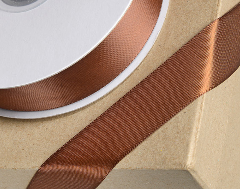 Brown | 15mm Double Faced Satin Ribbon | 25m Long