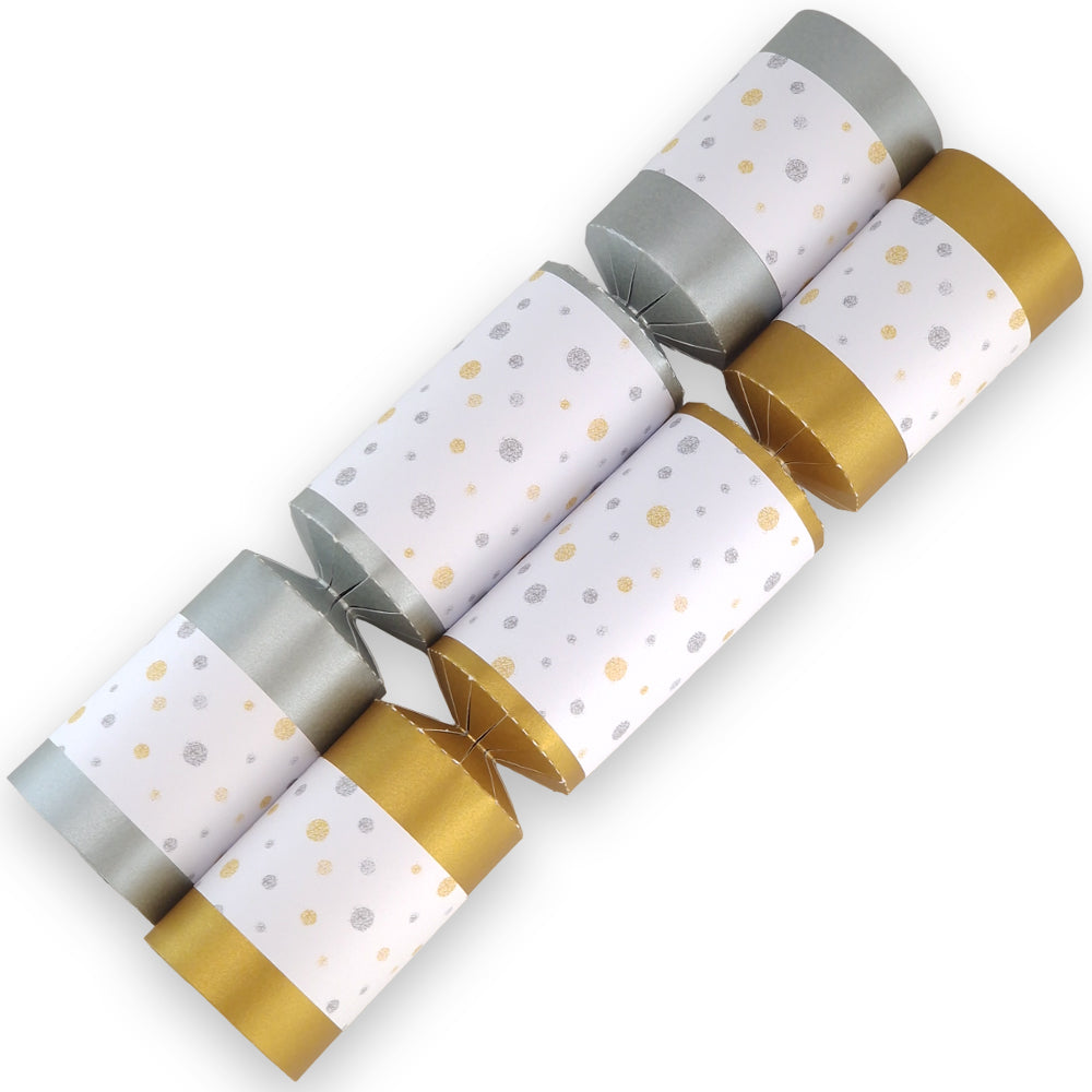 8 Gold & Silver Glitter Dots Make and Fill Your Own DIY Christmas Cracker Craft Kit
