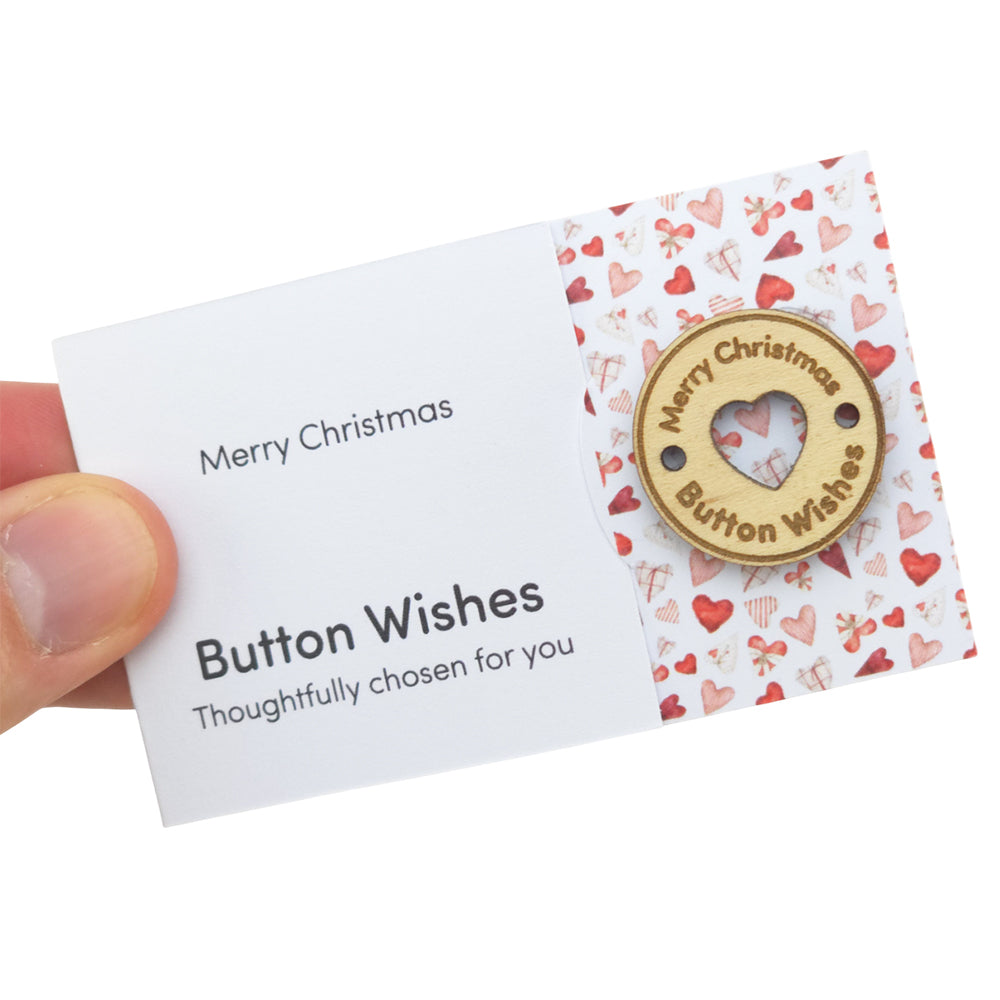 Scandi Hearts | Button Wishes | Merry Christmas Sew On Token | Cracker Filler