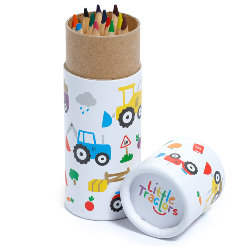 Little Tractors | Tube of Pencil Crayons for Kids | Mini Gift | Cracker Filler