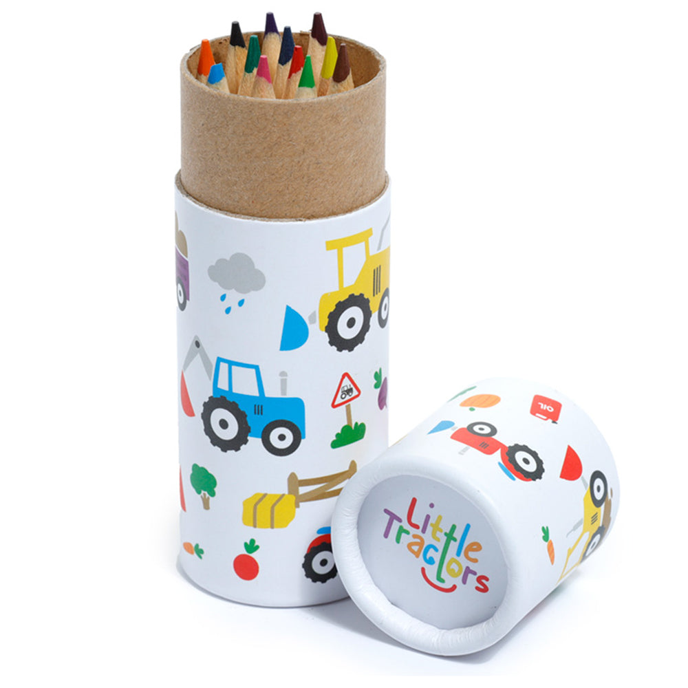 Little Tractors | Tube of Pencil Crayons for Kids | Little Gift | Cracker Filler