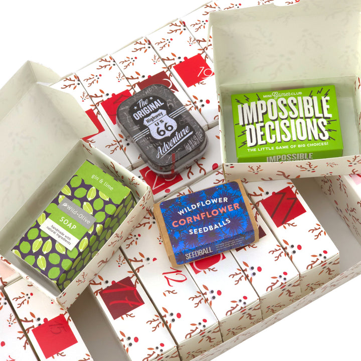Advent Calendar Making Kit | 25 Soap Boxes & Outer Box | Googly Rudolph